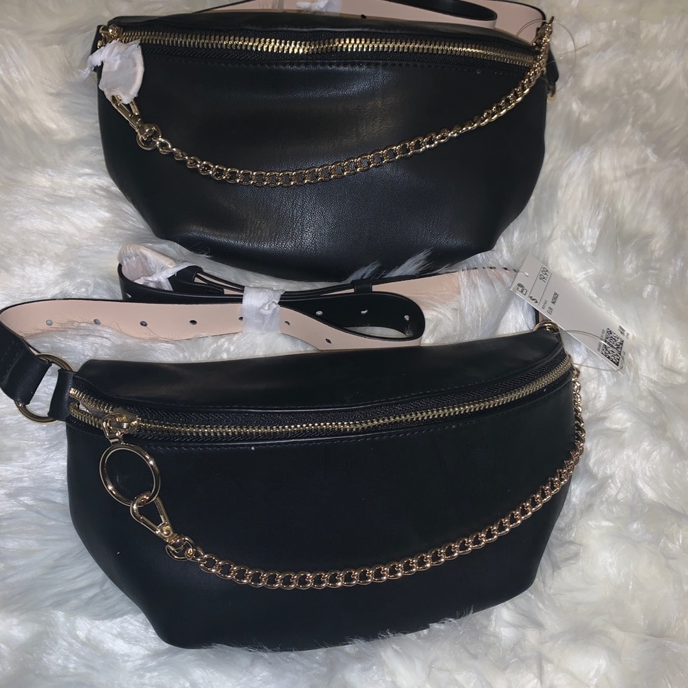 Black leather Fanny pack